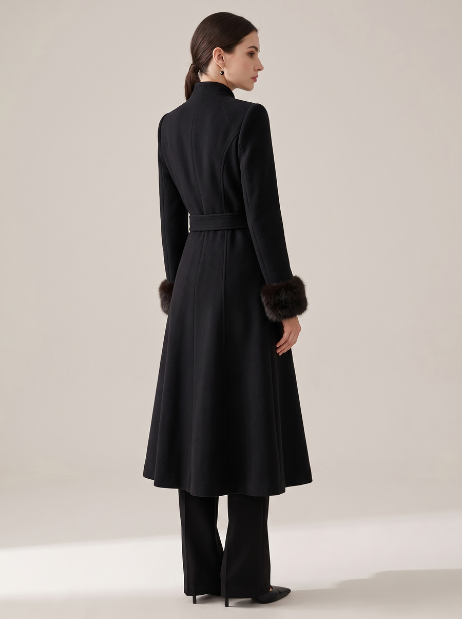 Isabelle | Women's Double-Breasted Wool Trench Coat back