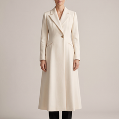 Erna | Women's Notched Lapel Fit-and-Flare Maxi Coat front