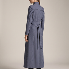 Sabine | Women's Pinstripe Tailored Maxi Trench Coat back
