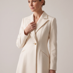 Erna | Women's Notched Lapel Fit-and-Flare Maxi Coat detail