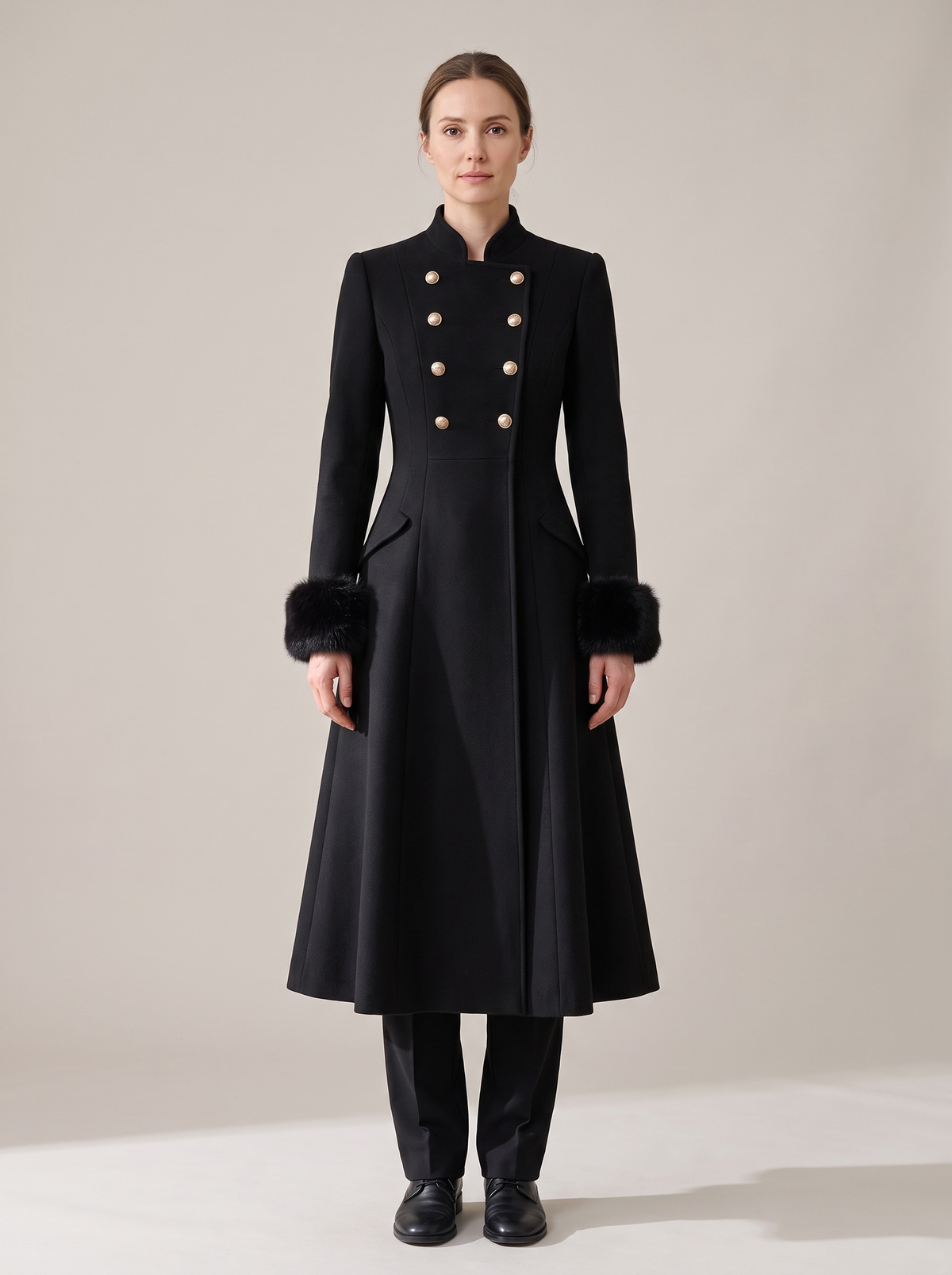Isabelle | Women's Double-Breasted Wool Trench Coat front