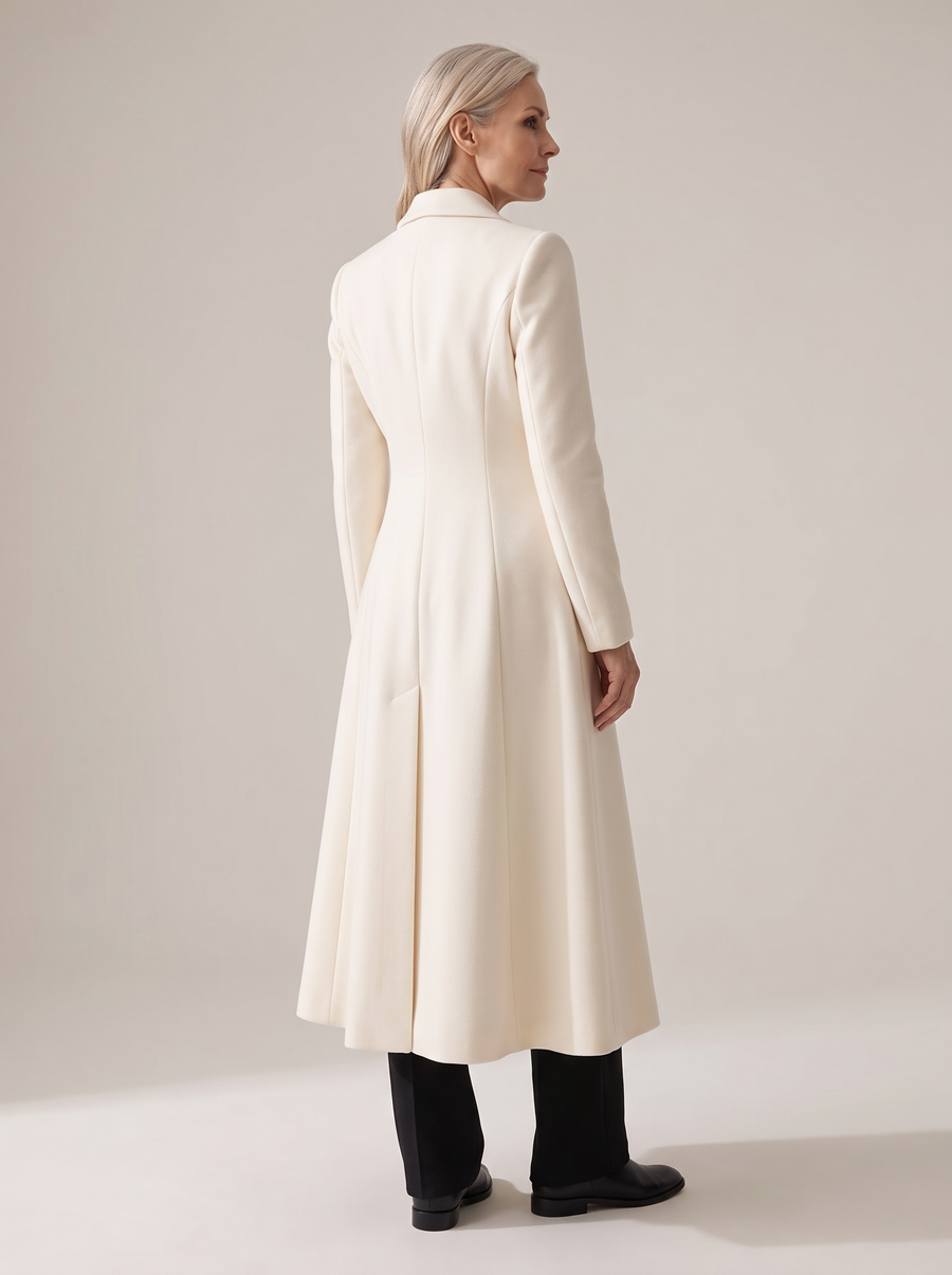 Erna | Women's Notched Lapel Fit-and-Flare Maxi Coat back