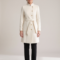 Olive | Women's Belted Wool-Blend Trench Coat front