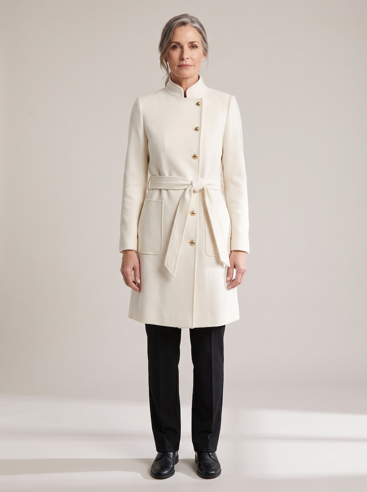 Olive | Women's Belted Wool-Blend Trench Coat front