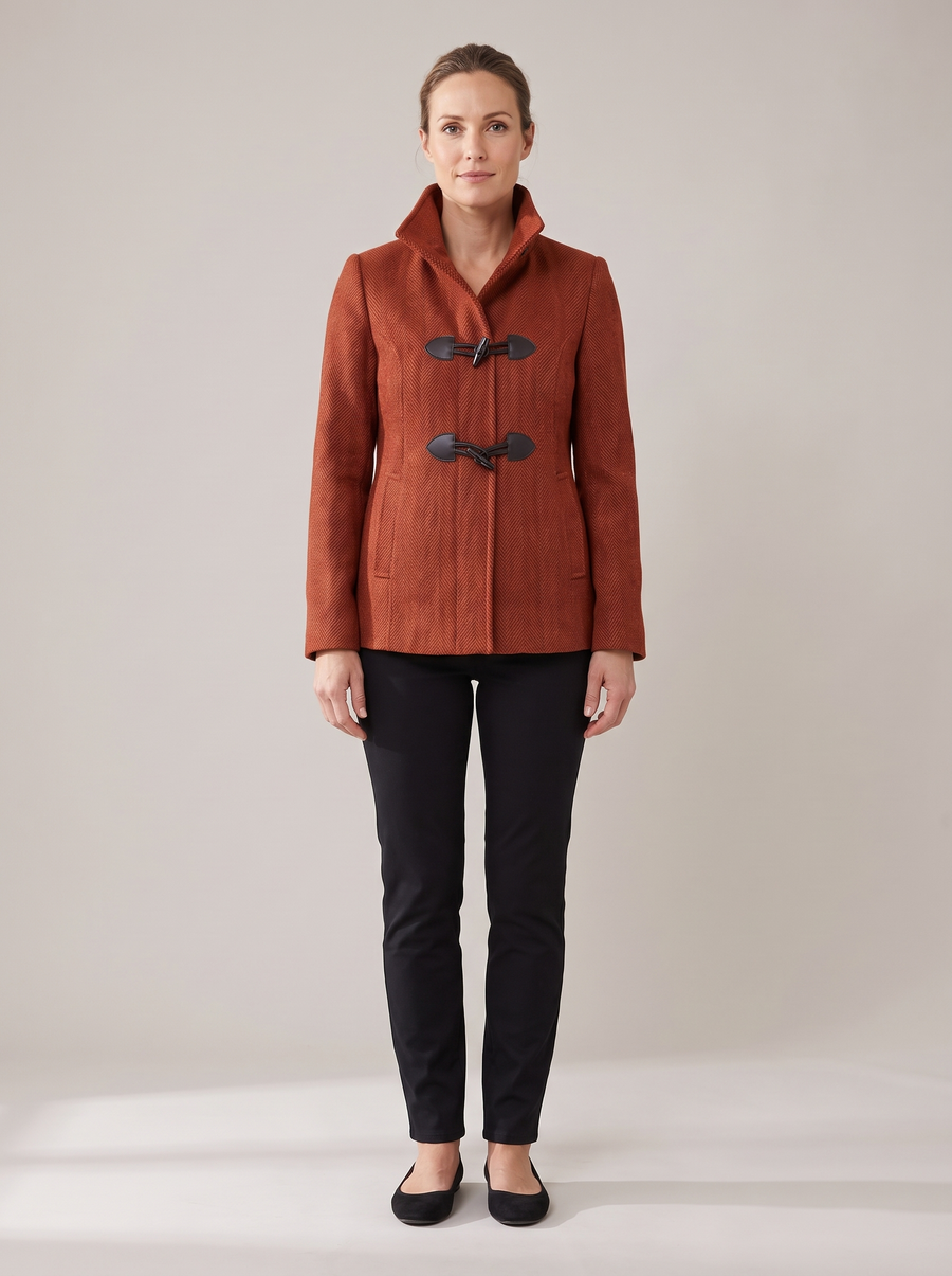 Lorraine | Women's Toggle Trench Coat with Cropped Fit front