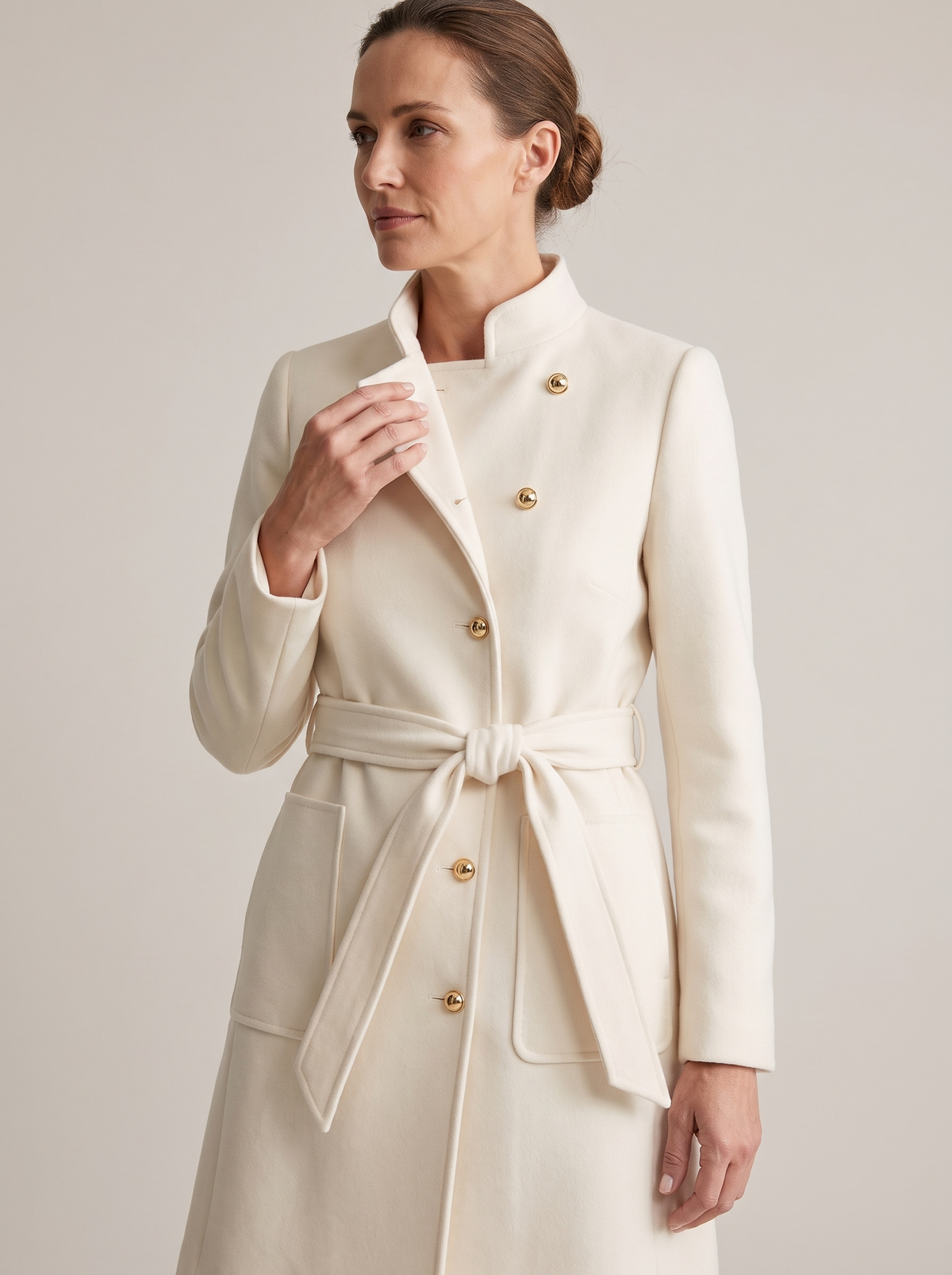 Olive | Women's Belted Wool-Blend Trench Coat detail