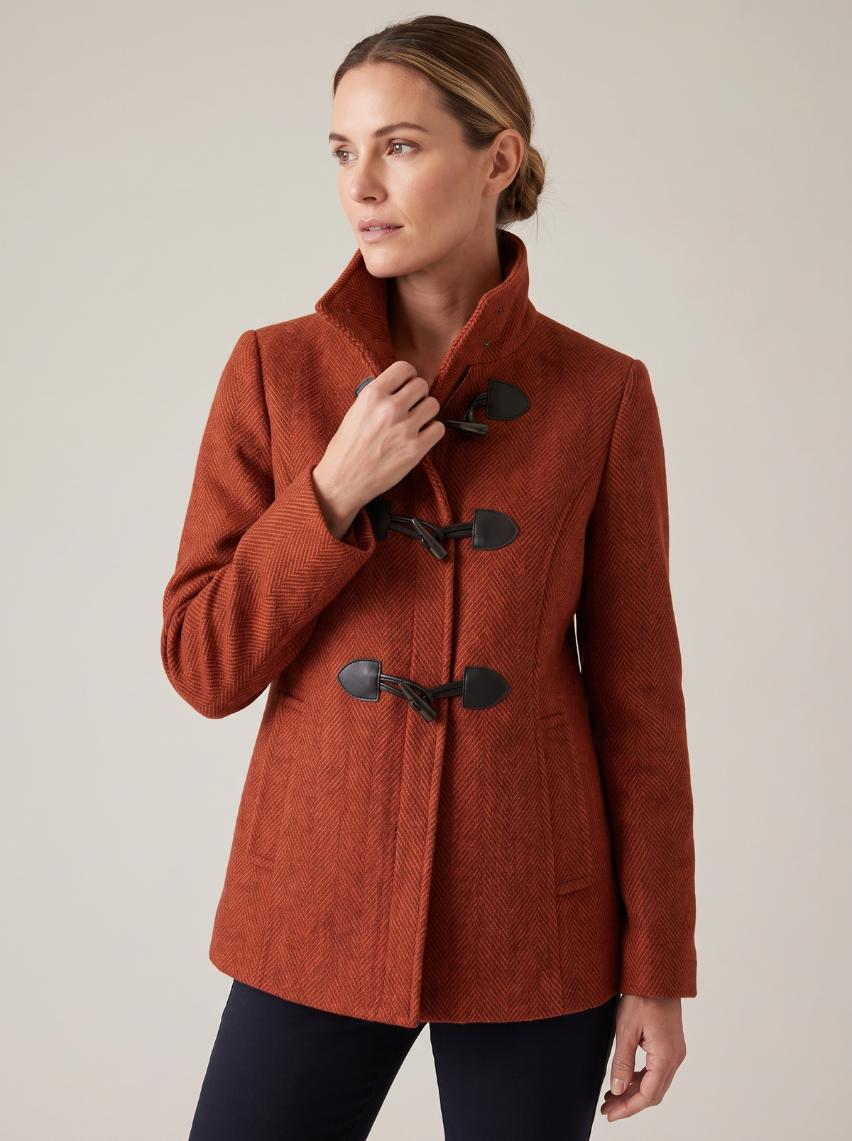 Lorraine | Women's Toggle Trench Coat with Cropped Fit detail