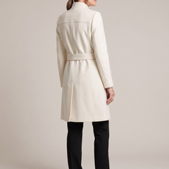 Olive | Women's Belted Wool-Blend Trench Coat back