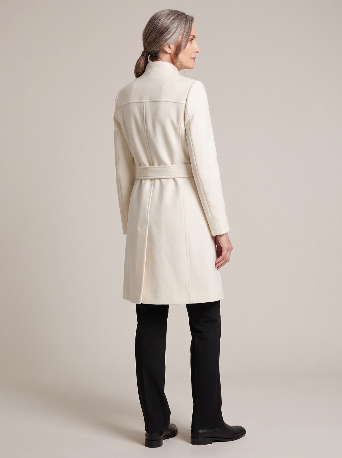 Olive | Women's Belted Wool-Blend Trench Coat back
