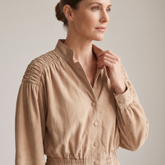 Maureen | Women's Apricot Suede Cropped Jacket detail