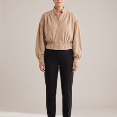 Maureen | Women's Apricot Suede Cropped Jacket front