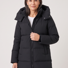 Edith-Johanna | Women's Longline Hooded Puffer Jacket detail
