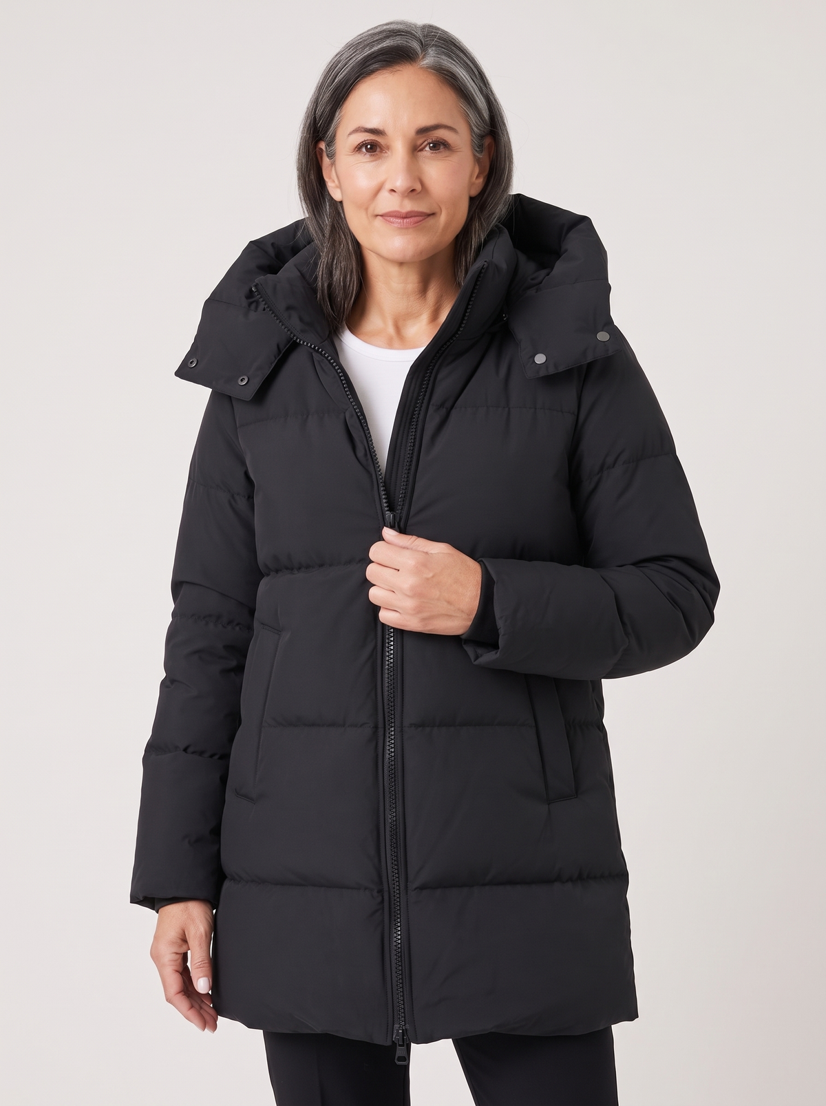 Edith-Johanna | Women's Longline Hooded Puffer Jacket detail
