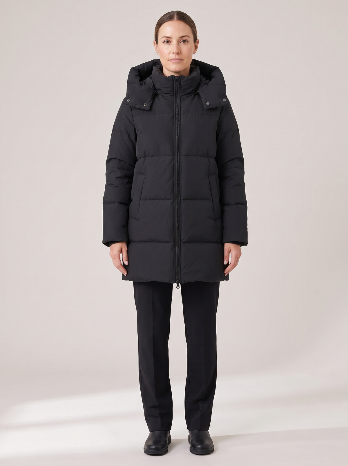 Edith-Johanna | Women's Longline Hooded Puffer Jacket front