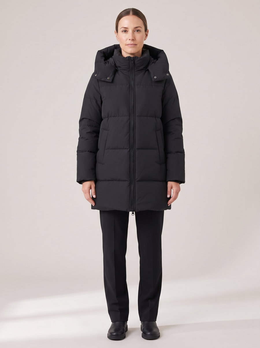 Edith-Johanna | Women's Longline Hooded Puffer Jacket front