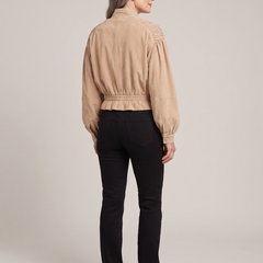 Maureen | Women's Apricot Suede Cropped Jacket back