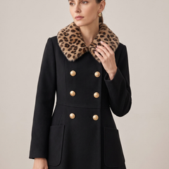 Adaline | Women's Faux Fur Collar Midi Coat detail