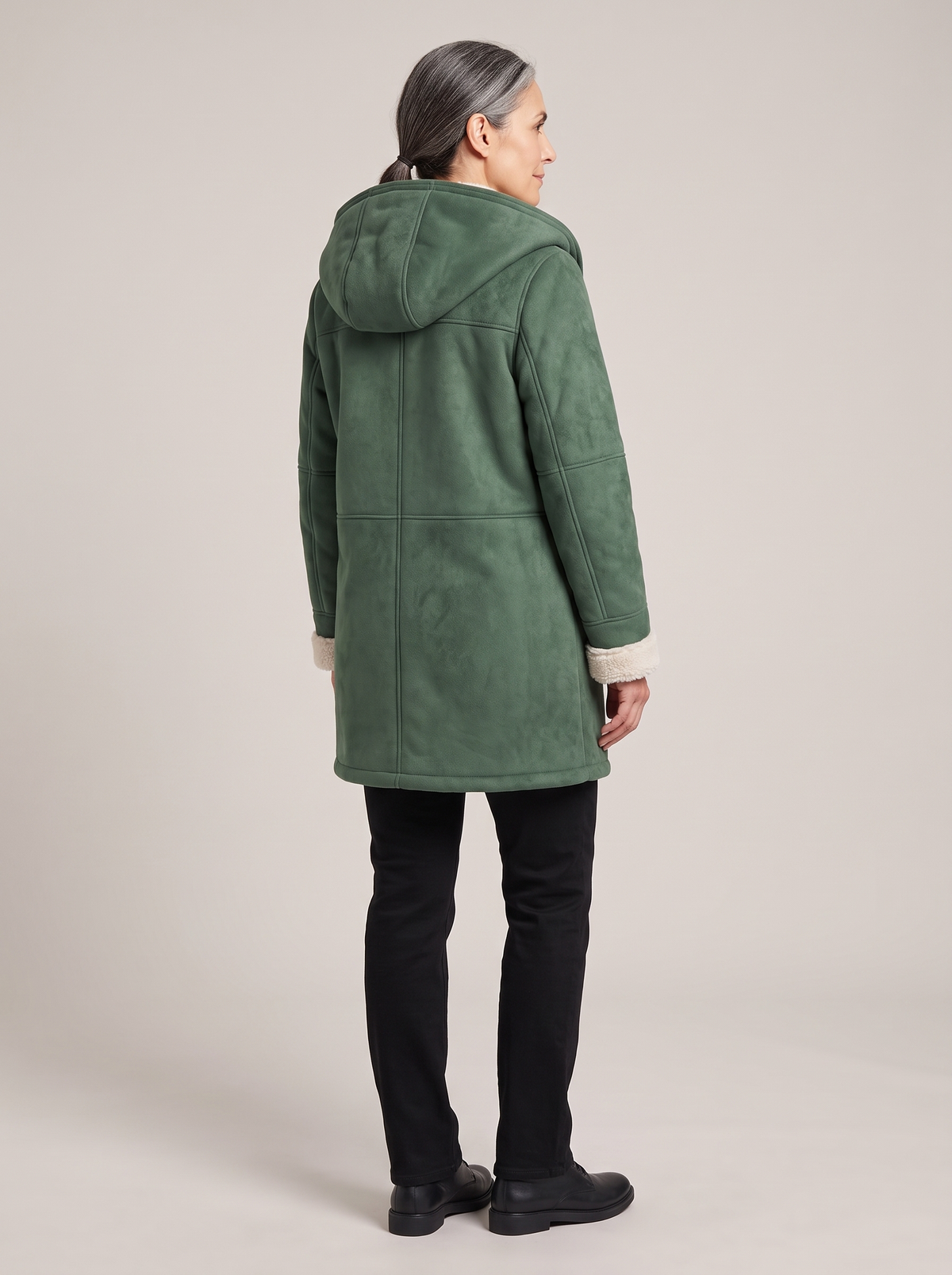 Penelope-Cecile | Women's Hooded Duffle Peacoat with Toggle Buttons back