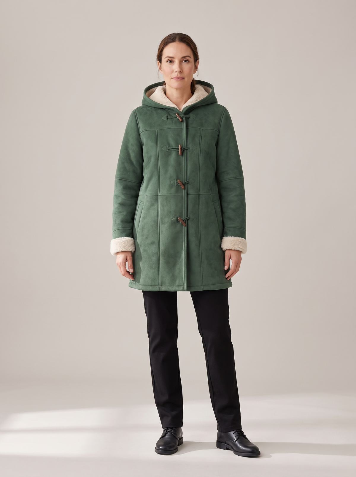 Penelope-Cecile | Women's Hooded Duffle Peacoat with Toggle Buttons front