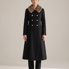 Adaline | Women's Faux Fur Collar Midi Coat front