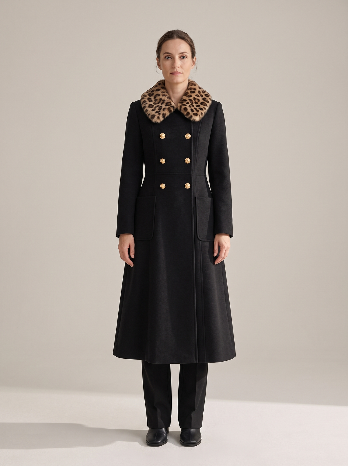 Adaline | Women's Faux Fur Collar Midi Coat front