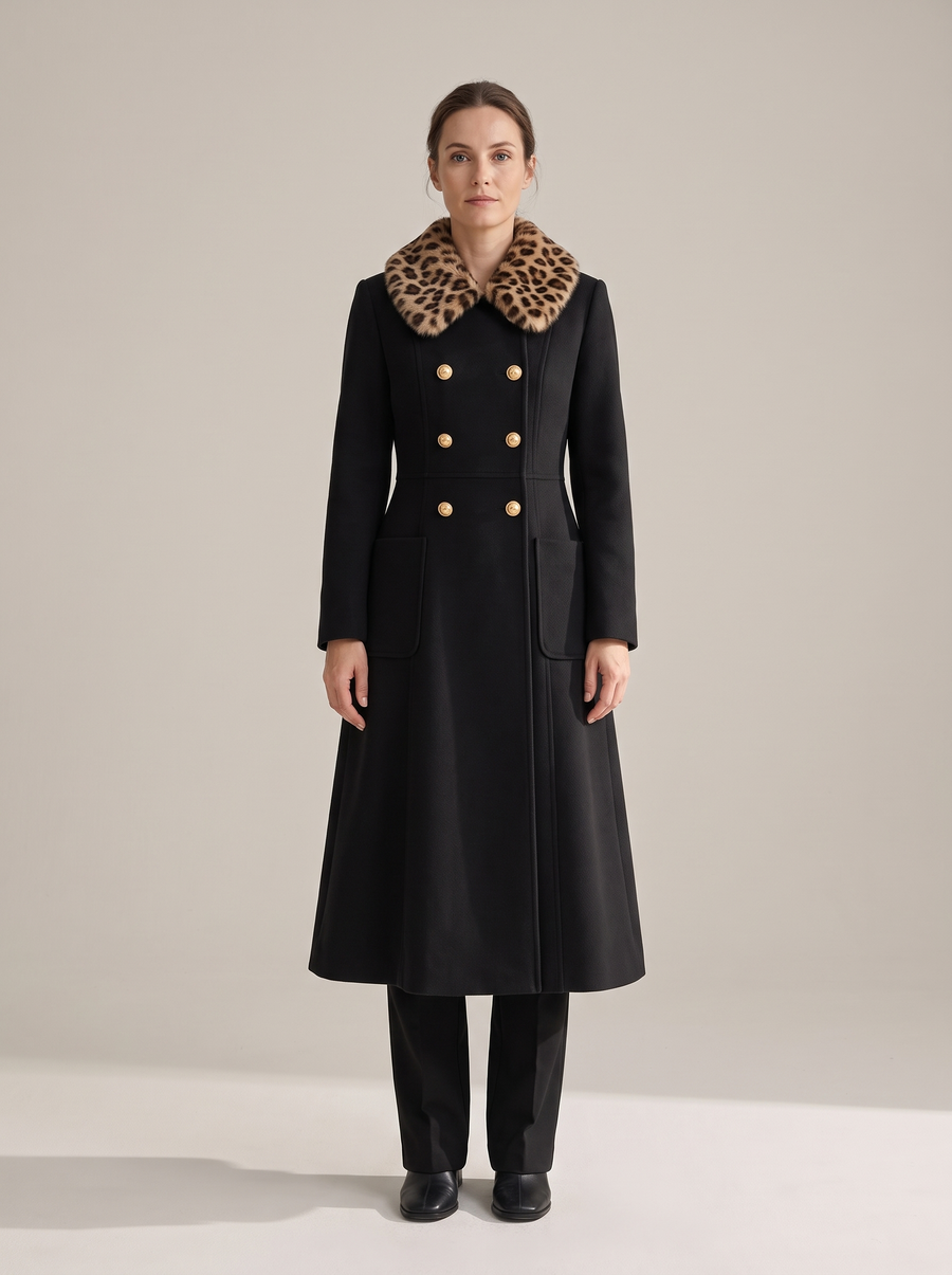 Adaline | Women's Faux Fur Collar Midi Coat front