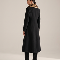Adaline | Women's Faux Fur Collar Midi Coat back