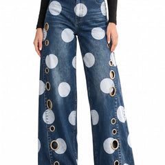 Viola Women's Wide-Leg Polka-Dot Jeans