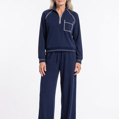 Bridget half-zip sweatshirt and wide-leg pants set worn by model