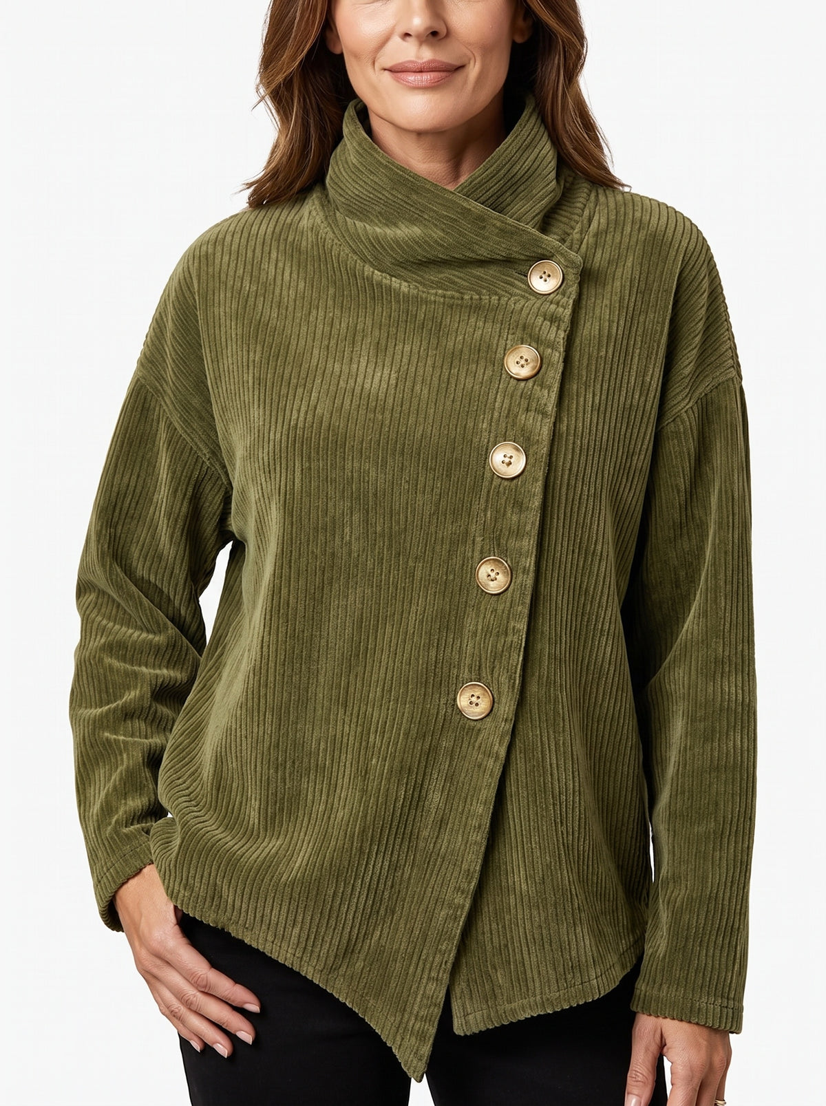 Eugenia | Women's Corduroy Funnel Neck Top
