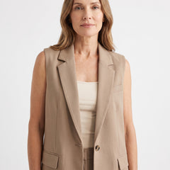 Priscilla Women's Sleeveless Blazer Vest worn by model
