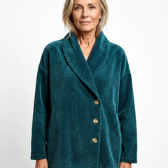 Genevieve Women's Corduroy Shawl Collar Top
