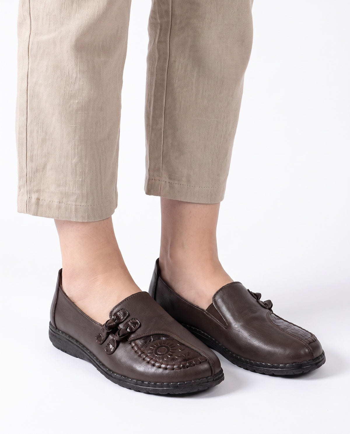 Alma Women's Cushioned Slip-On Loafers worn on feet