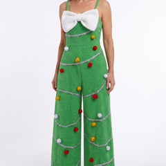 Louisa Women's Pom-Pom Bow Ankle Jumpsuit worn by model