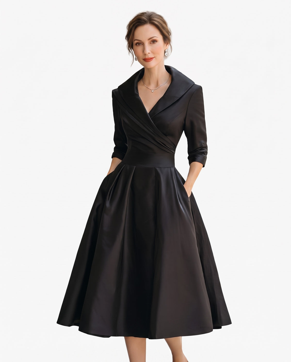 Greta Women's Wrap V-Neck Midi Dress