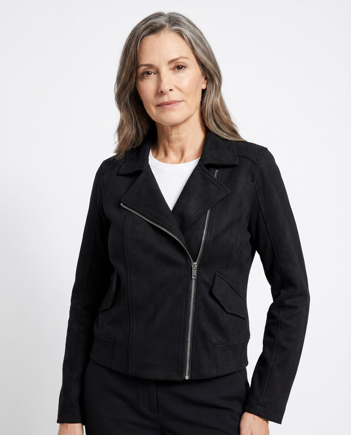 Esther | Women's Notch-Collar Zip-Front Biker Jacket