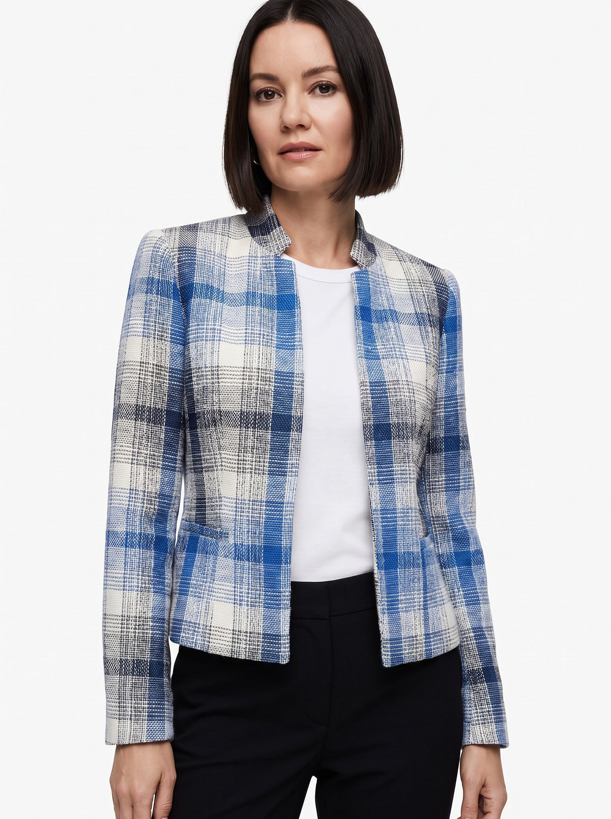 Minerva Women's Checkered Boxy Blazer