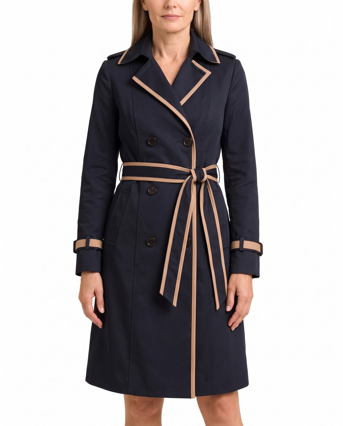 Winifred Women's Double-Breasted Trench Coat worn by model