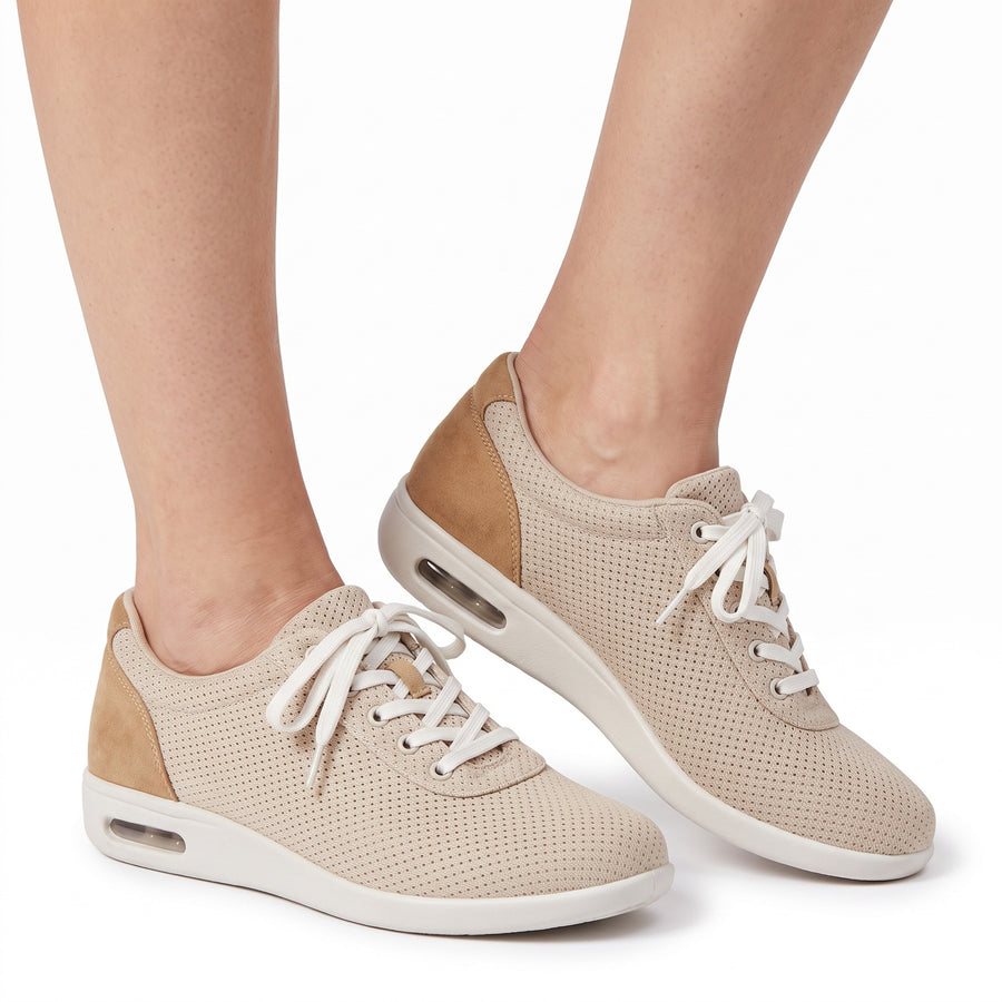 Beatrix Women's Lace-Up Walking Shoes worn by model, hero