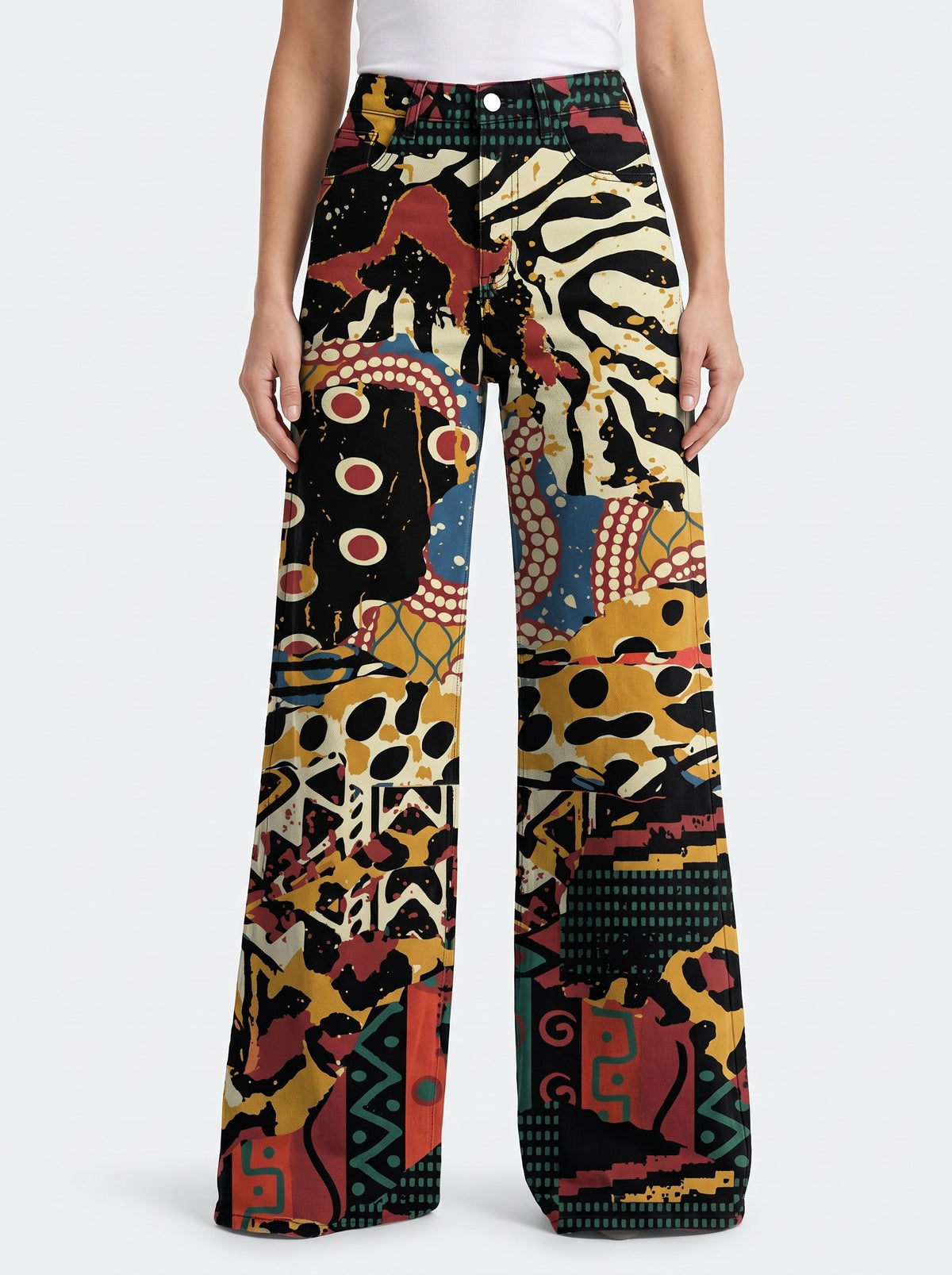 Dorothea Women's Patchwork Print Wide Leg Pants hero
