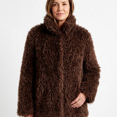 Opal Women's Oversized Shaggy Teddy Coat worn by model