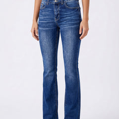 Sybil Women's High-Waisted Flared Jeans worn by model