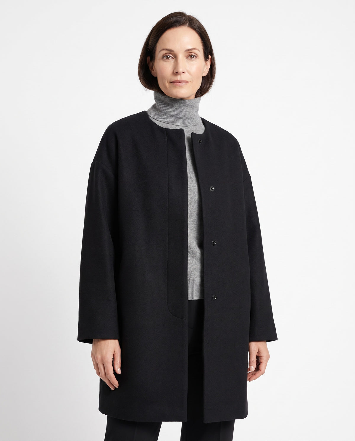 Tamara Women's Collarless Longline Trench Coat