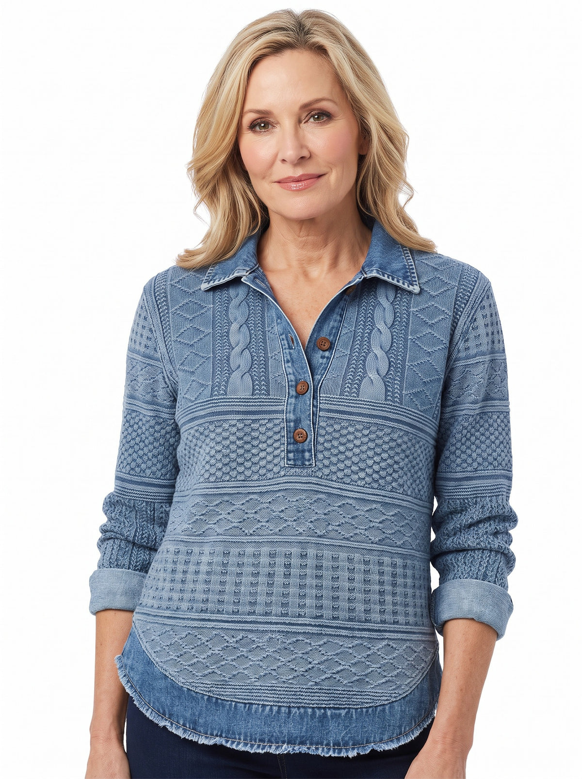 Iris Women's Textured Denim Button-Down Shirt hero image