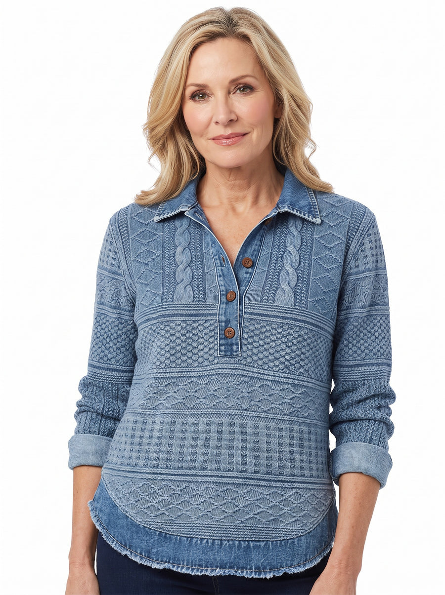 Iris Women's Textured Denim Button-Down Shirt hero image