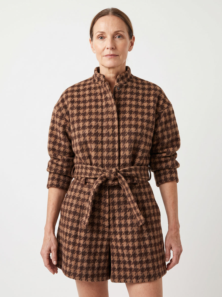 Gloria | Women's Houndstooth Two-Piece Shorts Set