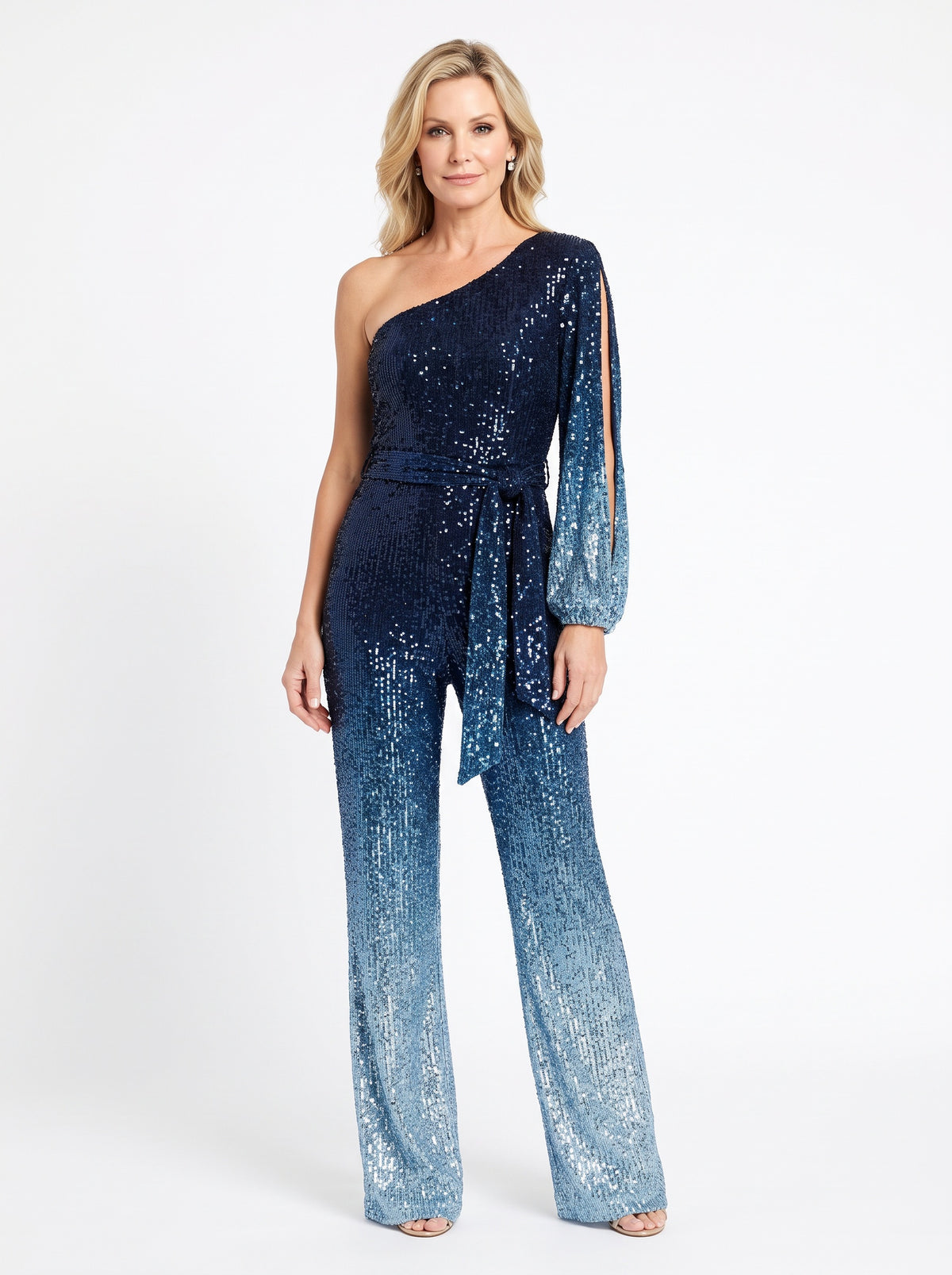 Josephine | Women's Sequin One-Shoulder Wide-Leg Jumpsuit