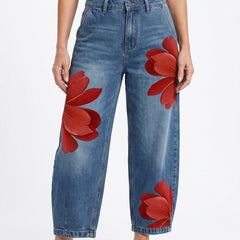 Katharine wide-leg floral-print jeans