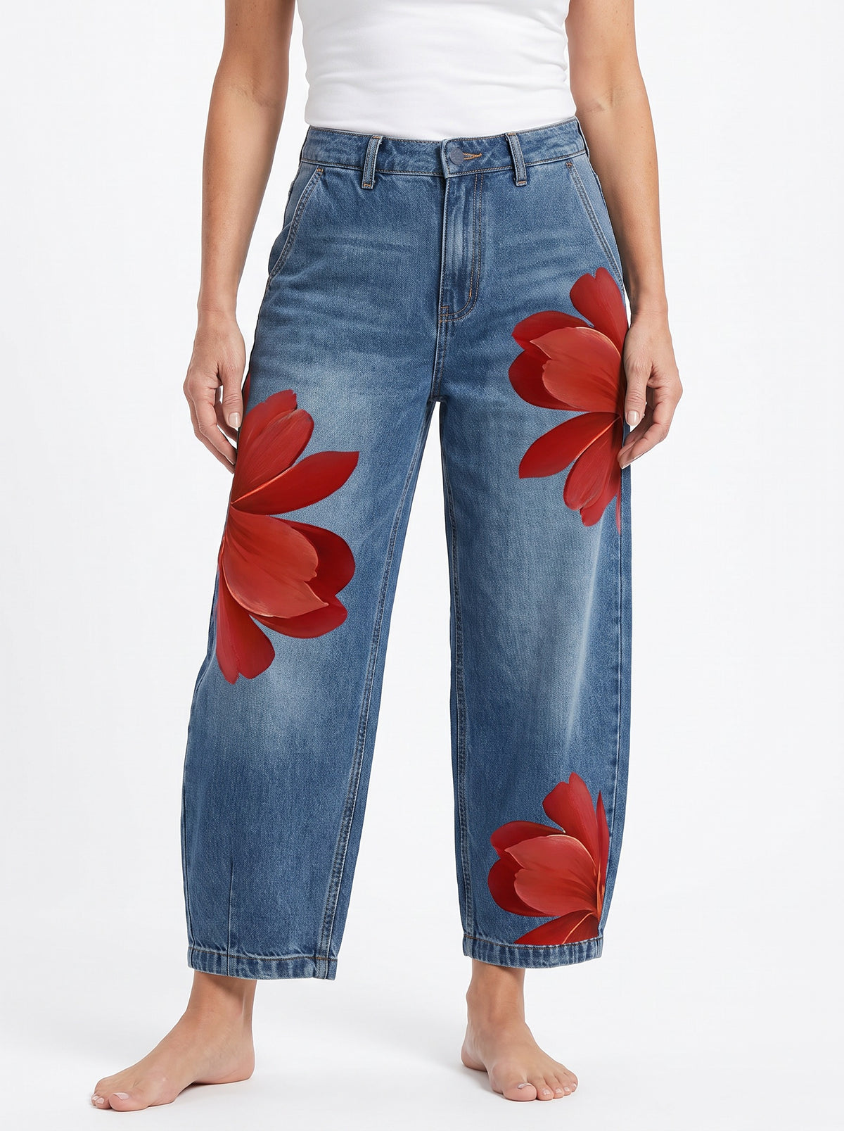 Katharine wide-leg floral-print jeans