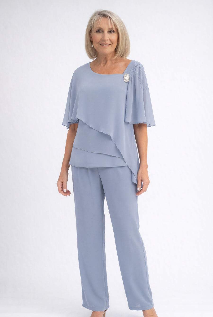 Edith-Josephine Women's Chiffon Cape Two-Piece Set